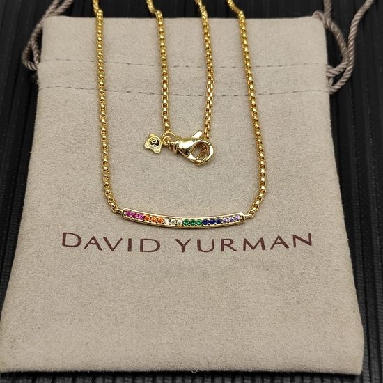 David Yurman Dainty Colorful Zircon Pendant Necklace