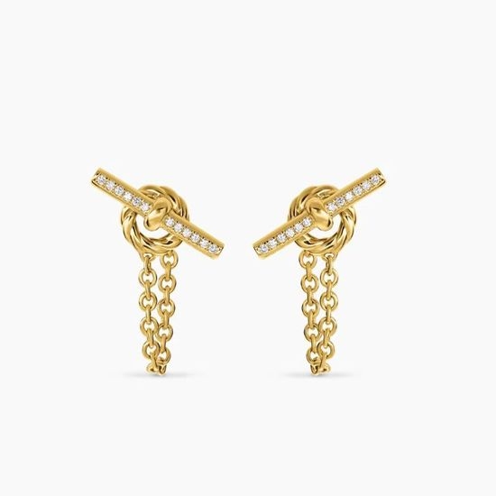 David Yurman Gold Diamond Chain Drop Earrings